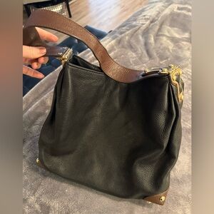 Michael Kors Black and Brown Leather Women's Bag with Gold hardware